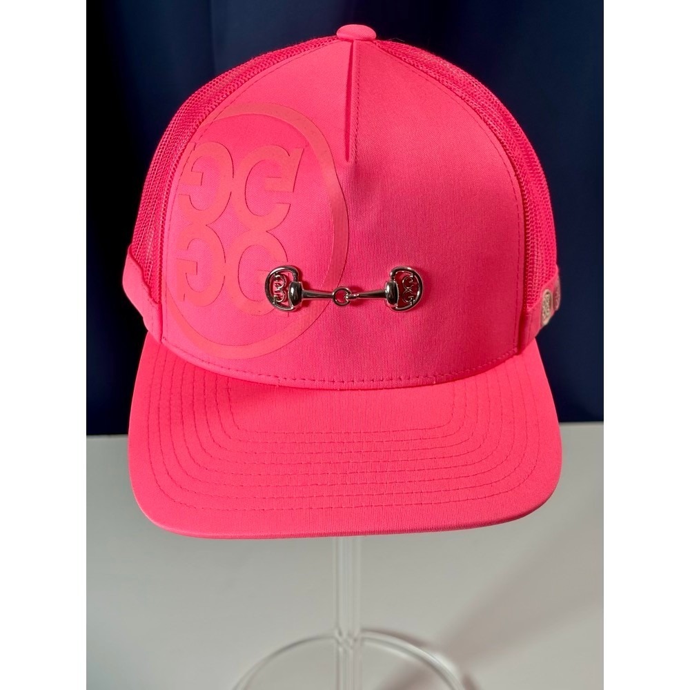 G/FORE Trucker Hat Womens Neon Pink Horsebit Logo Mesh Snapback Golf Cap